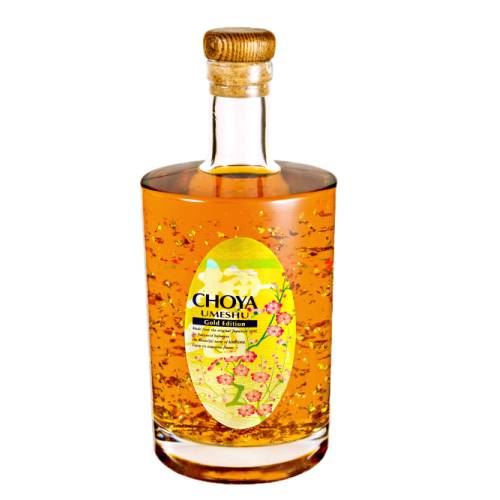 Umeshu Choya Gold - Choya Gold Umeshu contains real gold flakes that will amuse your eye and has especially elegant and fruity taste and aroma of the ume fruit and French brandy.