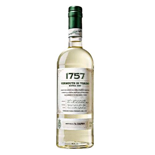 Vermouth Dry Extra Cinzano 1757 - Cinzano 1757 Extra Dry Vermouth is a pale crystal yellow with greenish reflections with a delicate Mediterranean herb mint sage oregano thyme and citrus bouquet with floral lemon and orange blossom.
