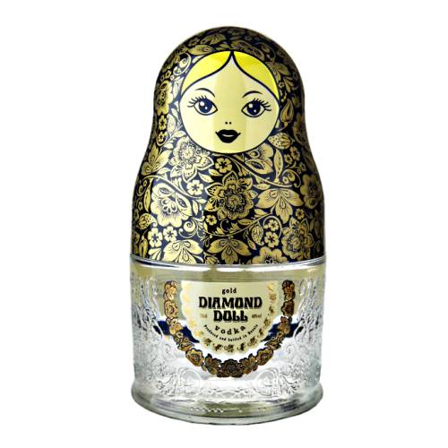 Vodka Diamond Doll Gold - Diamond Doll Russian vodka gold an attractively designed bottle showcasing the famous Matryoshka doll is filled with premium quality Russian Vodka.