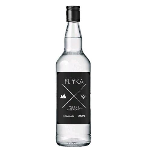 Vodka Flyka - Flyka Vodka is a pure and sophisticated vodka that uses a 100 percent pure grain recipe. Produced from wheat Flyka is distilled through a continuous still to purify the liquid which is then diluted with filtered water.