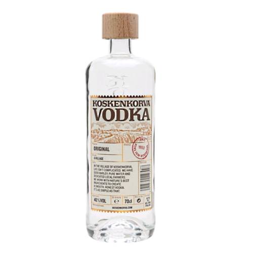 Vodka Koskenkorva - Koskenkorva Vodka is distilled in the Village of Koskenkorva in the vast farmlands of Western Finland. The Koskenkorva distillery is based on bio and circular economy 100 pecrcent of the grain is utilised.