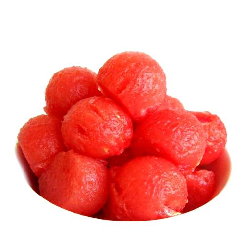 Watermelon balls are mde buy cutting the flesh of watermelon with a ball cutter.