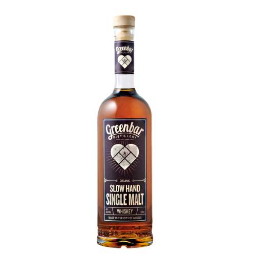 Greenbar whiskey made with malted barley and aged in oak with taste of dark fruit butterscotch black tea vanilla and baking spices.
