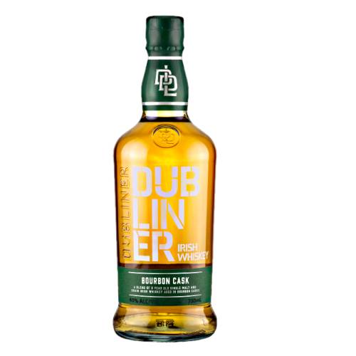 Dubliner irish whiskey 3 year blend of malt and grain whiskies rested in casks.