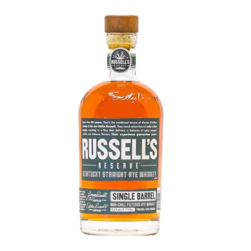 Russells reserve whiskey Master Distiller Jimmy Russell and his son Eddie have 90 years of making the old fashioned way in Kentucky. They do not compromise and insist that good whiskey is only aged in the deepest alligator char white oak barrels.