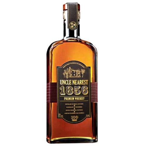 Whiskey Uncle Nearest - Uncle Nearest 1856 Whiskey distilled with cinnamon and nutmeg and the grains are milled cooked fermented and distilled before being placed into charred new oak barrels for a period of no less than seven years.