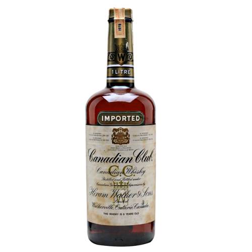 Canadian Club 6 year whisky with clean clear finish and light brown hue.