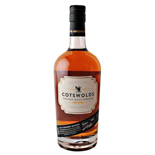 Whisky Cotswolds is made with malted barley from southern England and aged in barrels with honey orange and dark red fruit.