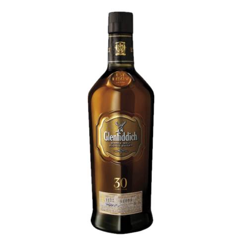 Whisky Glenfiddich 30 years of maturing in the finest casks have produced an extremely complex Scotch with mind blowing aromas and breath taking flavours.
