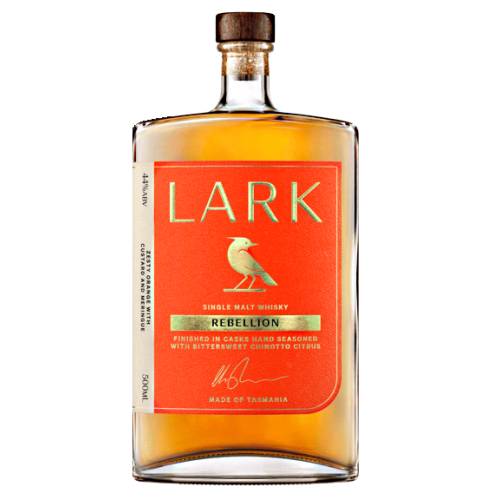 Rebellion Single Malt Lark Whisky with a candied citrus flavour and a balance of malt flavour fired up with a bittersweet edge.