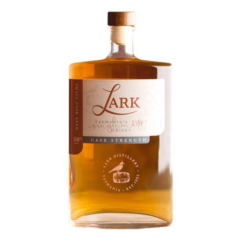 Lark Cask Strength Distilled bottled and labelled by hand in the heart of the Coal River Valley our Cask Strength 58 percent is shaped and carved by old style Lark. Bold wild and distinctive its a true reflection of the Tasmanian landscape and the pioneering spirit of our makers.
