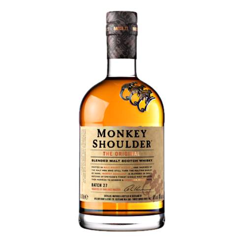 Whisky Monkey Shoulder monkey shoulder blended malt scotch whisky is a smooth and rich triple malt scotch that has been blended from three of speysides finest single malts and using batches from only 27 casks to produce this fine malt whisky.