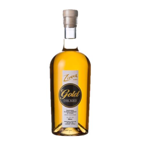Zivania Gold - Zivana Gold is a premium product which is distilled from only the finest selection of local variety grapes Xynisteri and Red and then aged in oak barrels for a period of 7 to 8 years and enhanced with bee honey.